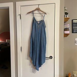 Handkerchief hem chambray summer dress